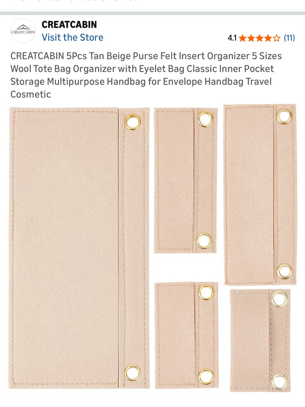 Tan Beige Purse Felt Insert Organizer